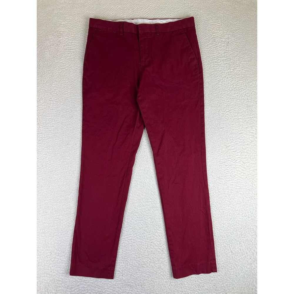 Express Mens Innovator Slim Fit Stretch Chino Pants Red 31x32 Casual Tapered